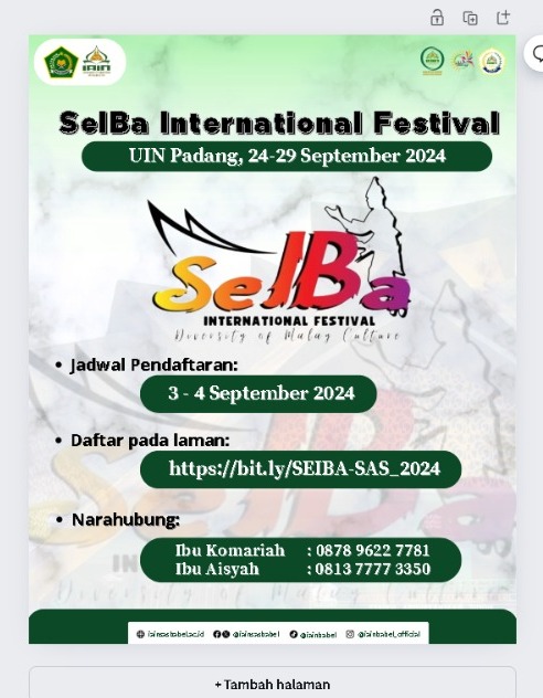 IAIN SAS Babel Buka Rekrutmen SeiBa Internasional Festival, Ini Syarat dan Jadwal