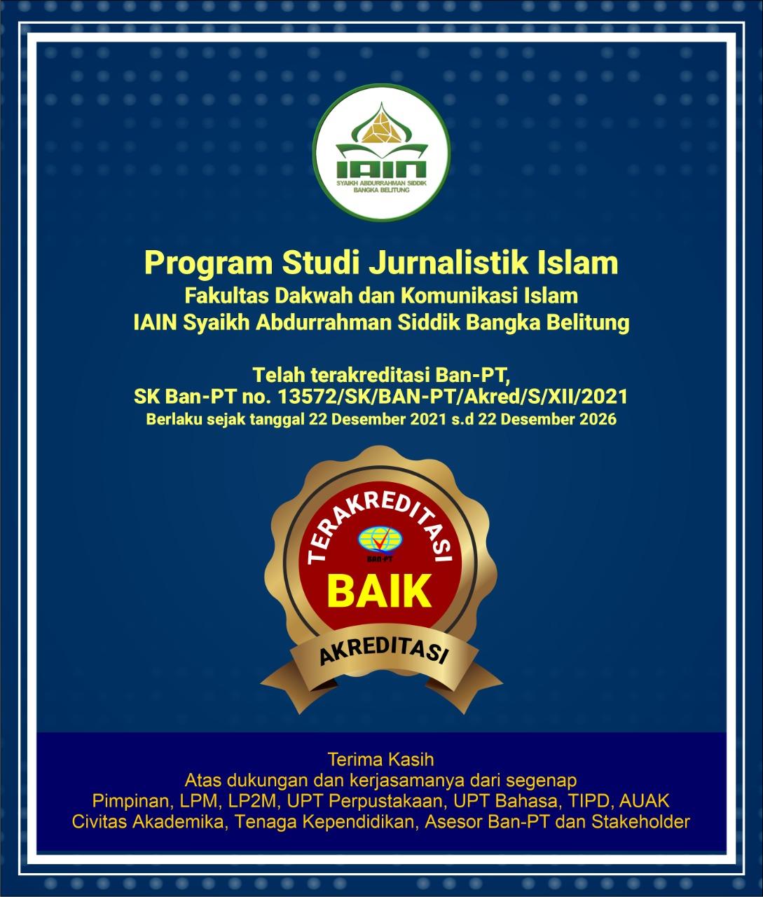 Prodi Jurnalistik Islam  IAIN SAS Babel Raih Akreditasi “Baik” dari BAN-PT