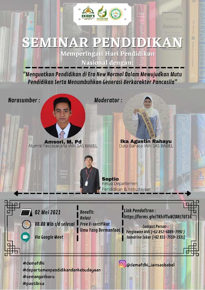 Peringati Hardiknas, DEMA FDKI IAIN SAS Babel Sukses Gelar Seminar Online Pendidikan