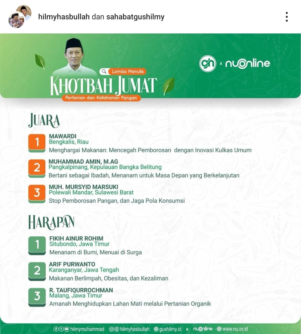 Dosen FSEI IAIN SAS Babel Raih Juara 2 Lomba Penulisan Khutbah Jumat Tingkat Nasional