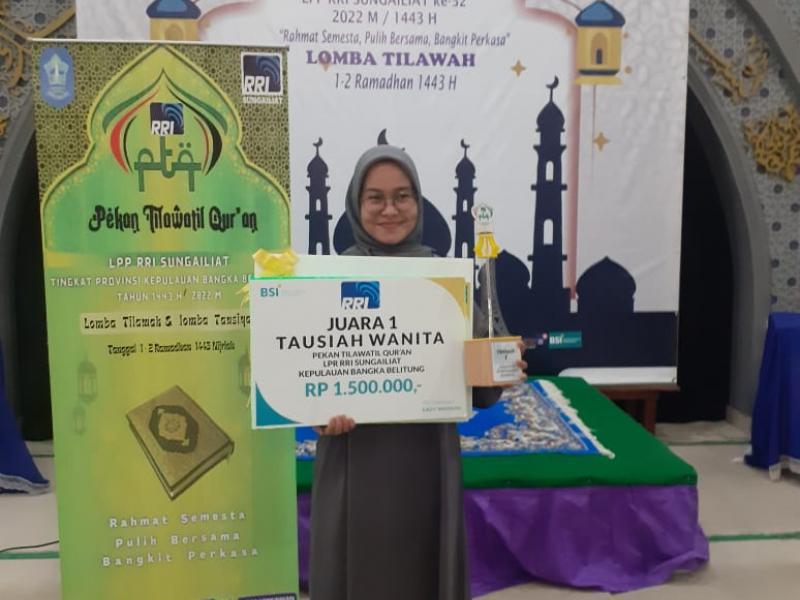Dua Mahasiswa IAIN SAS Bangka Belitung Juara I PTQ LPP RRI Ke- 52 Tingkat Provinsi