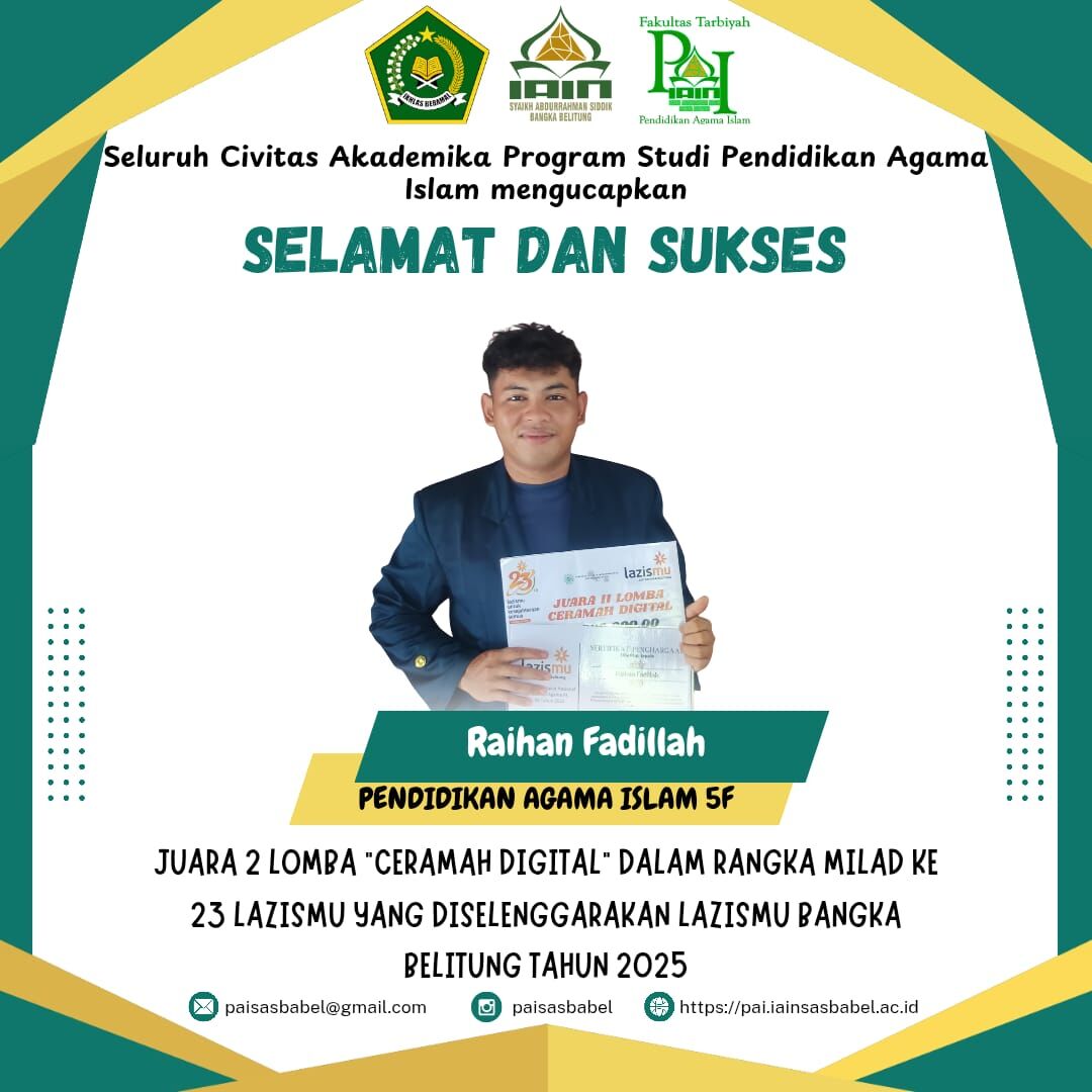 Dua Mahasiswa Prodi PAI IAIN SAS Babel Raih Juara di Tingkat Provinsi