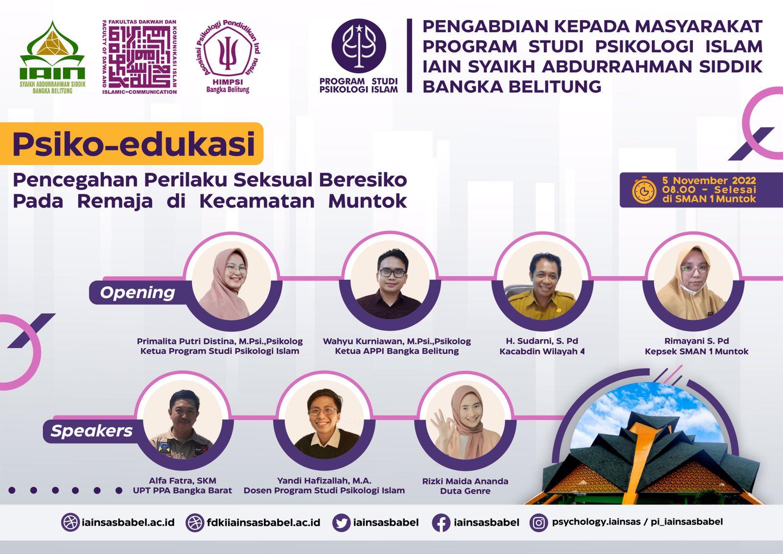Dosen Psikologi Islam IAIN SAS Babel Beri Psikoedukasi Kepada Siswa SMAN Se- Kecamatan Mentok