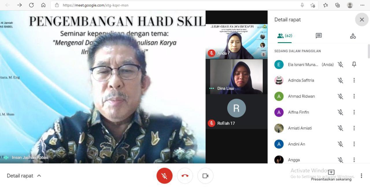 Ma`had Al-Jamiah IAIN SAS Babel Sukses Gelar Webinar Pengembangan Hard Skill