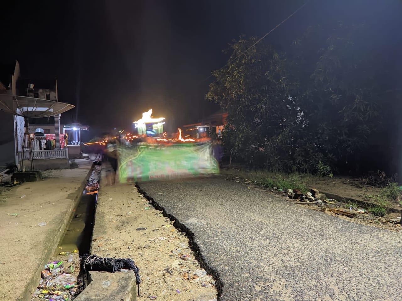 Gandeng Mahasiswa IAIN SAS Babel, Pemuda Desa Tanjung Labu gelar Pawai Obor Sambut Maulid Nabi