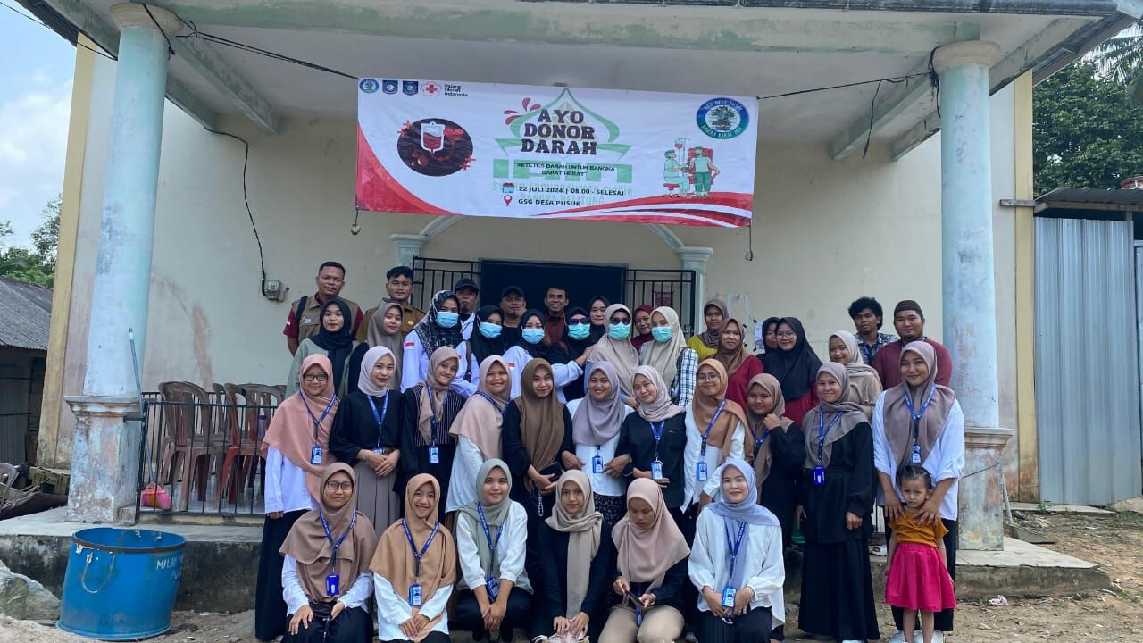 Mahasiswa KKN IAIN SAS Babel Gandeng PMI Gelar Check Up Kesehatan dan Donor Darah di Desa Pusuk