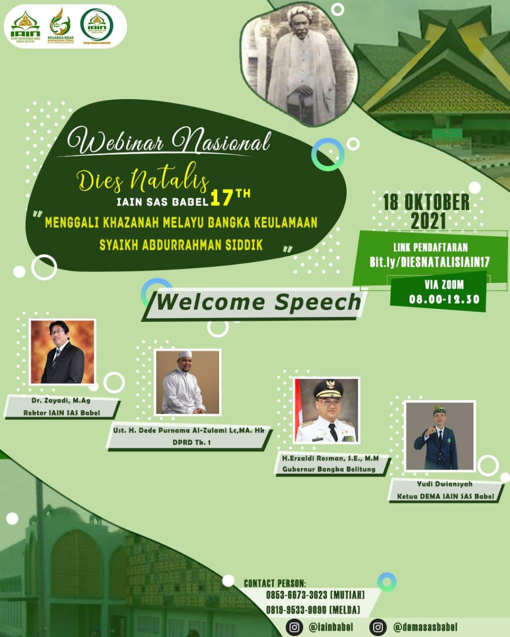 Menyambut Dies Natalis Ke-17, IAIN SAS Bangka Belitung adakan Webinar Nasional