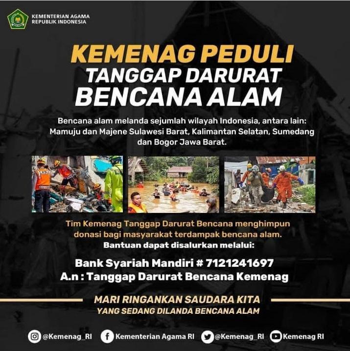 Peduli Bencana Alam: Rektor Ajak Semua Pimpinan dan Civitas Akademika IAIN SAS BABEL Galang Bantuan Sumbangan
