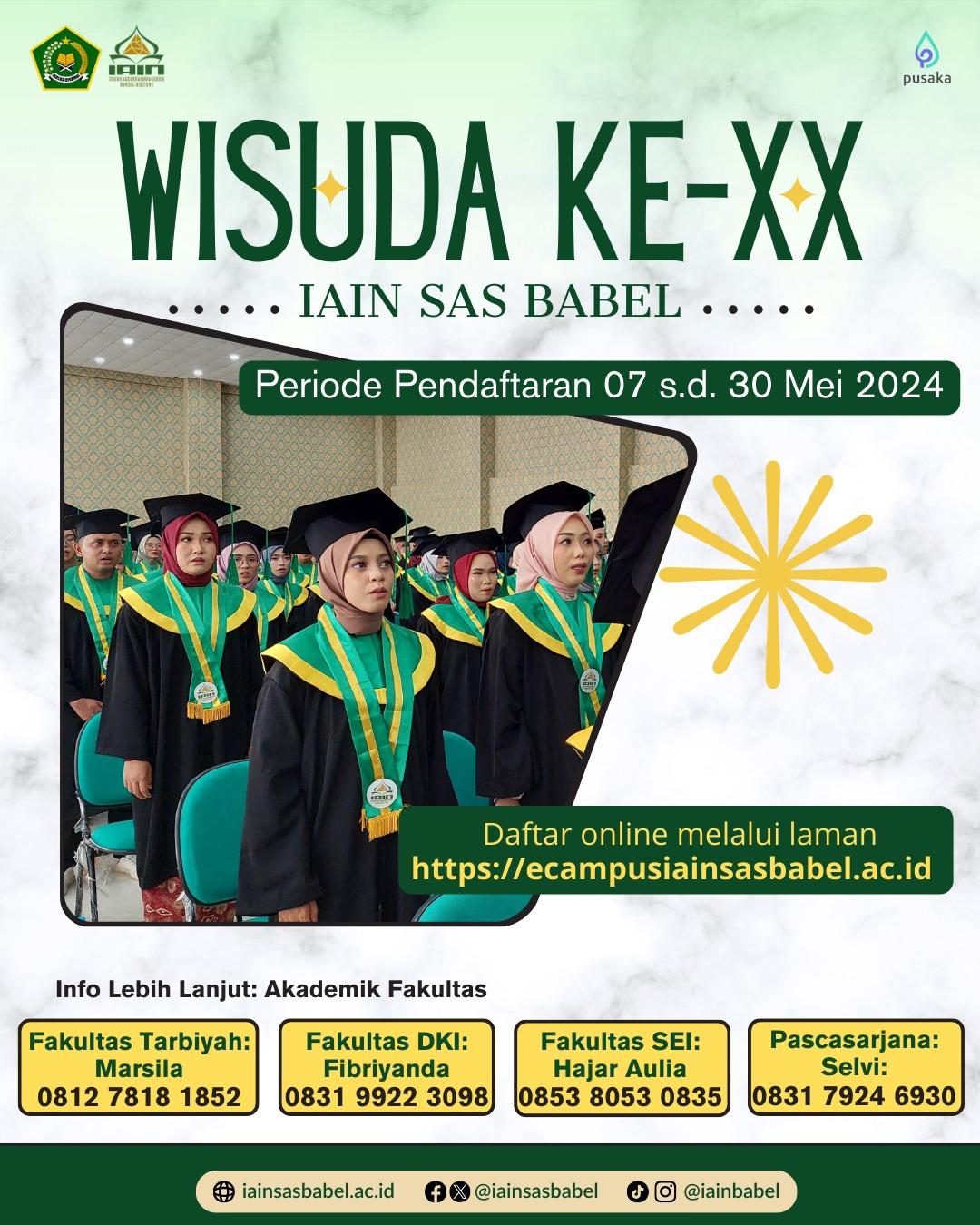 Pendaftaran Wisuda IAIN SAS Babel Ke XX Telah Dibuka !