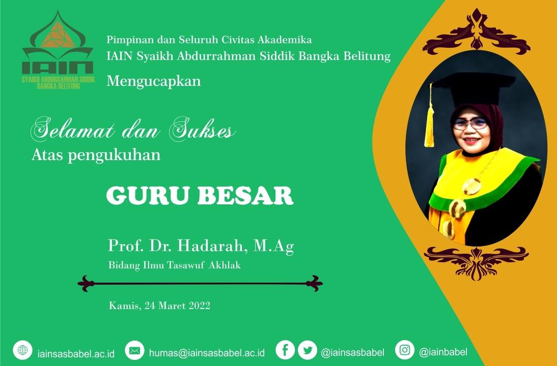 Pengukuhan Guru Besar Prof.Dr.Hadarah,M.Ag