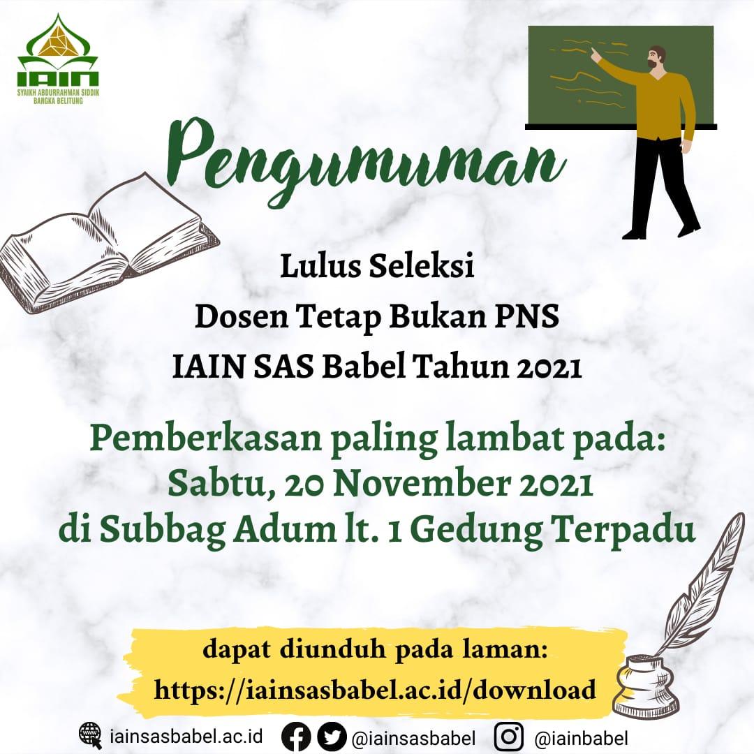 Pengumuman Hasil Seleksi Penerimaan DTBPNS Tahun 2021