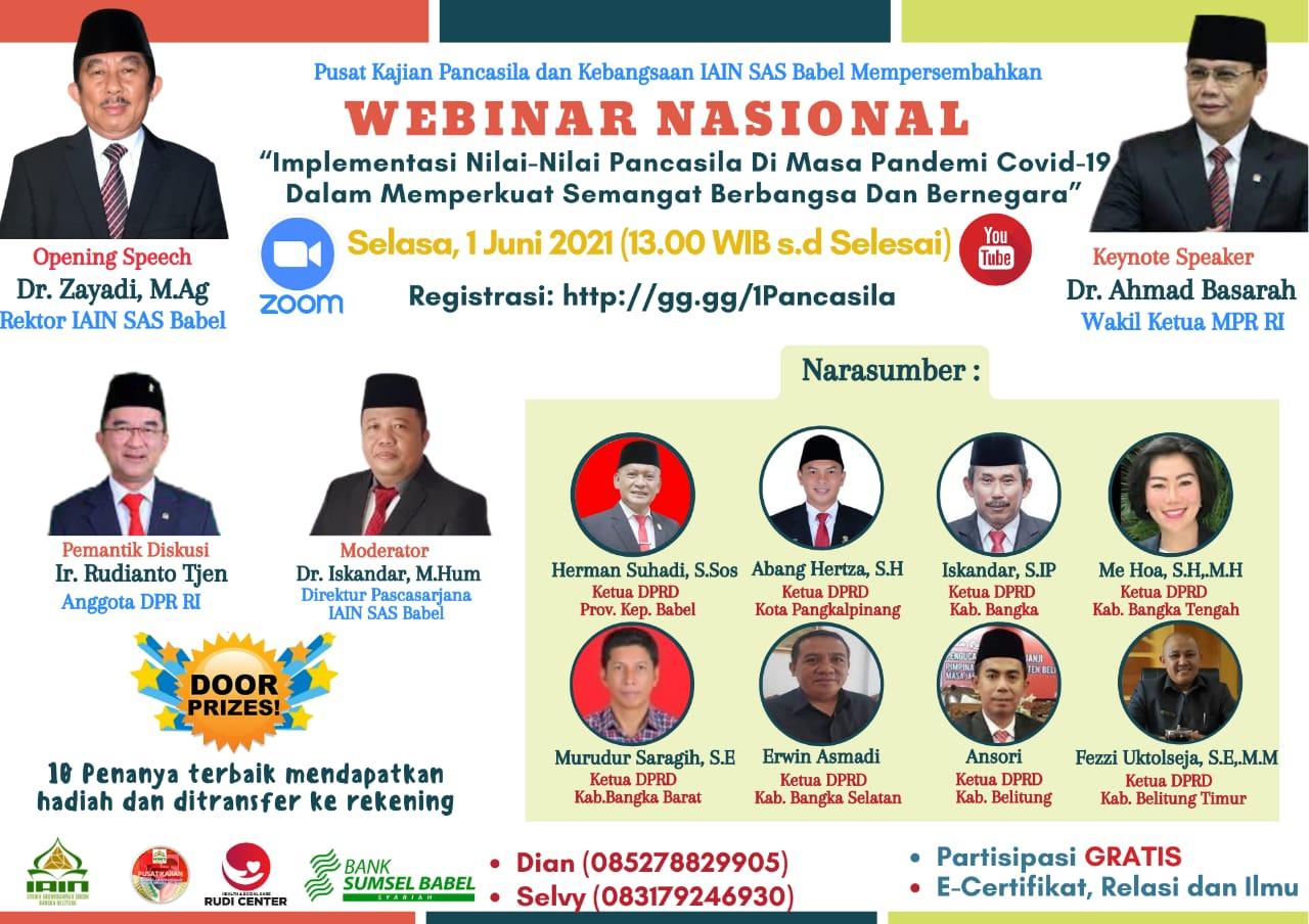 Gelar Webinar Nasional, IAIN SAS Babel  Ajak Mahasiswa & Masyarakat untuk Memegang Teguh Pancasila