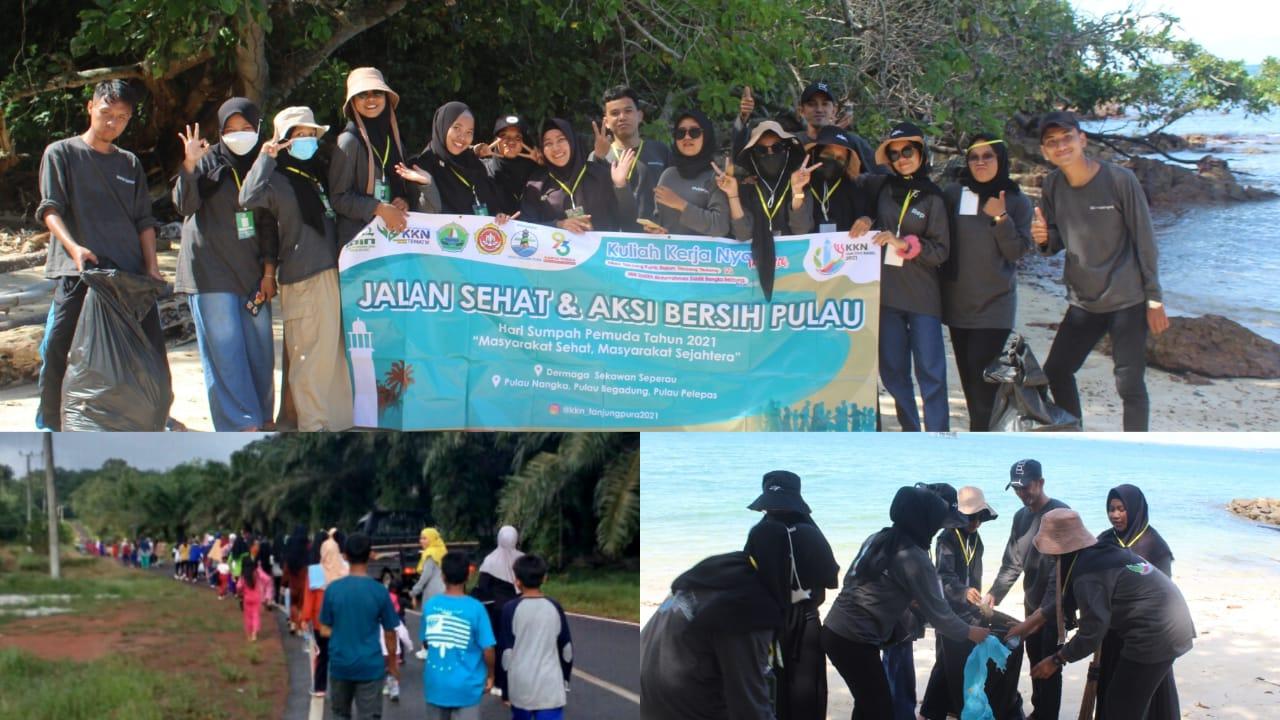 Peringati Hari  Sumpah Pemuda, KKN IAIN SAS Babel  Desa Tanjung Pura Adakan Jalan Sehat dan Aksi Bersih Pulau