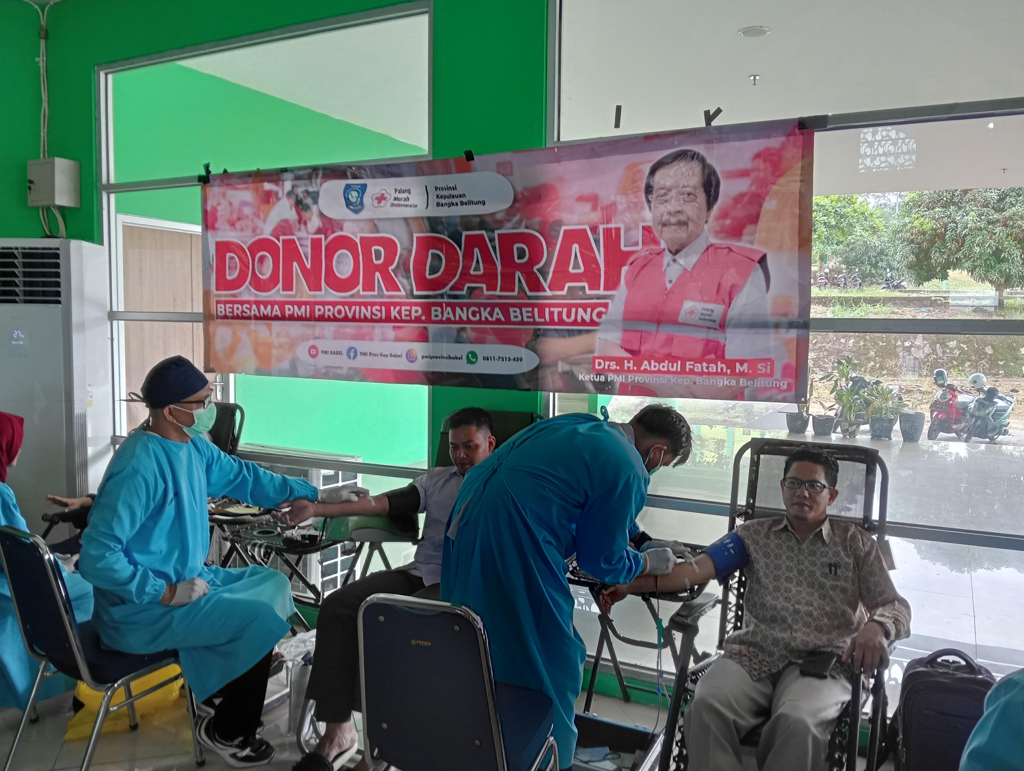 Peringati Milad ke 23, UKK KSR PMI Unit IAIN SAS Babel Gelar Aksi Donor Darah