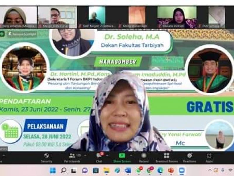 Narasumber Webinar Nasional Dr. Hartini, M.Pd., Kons