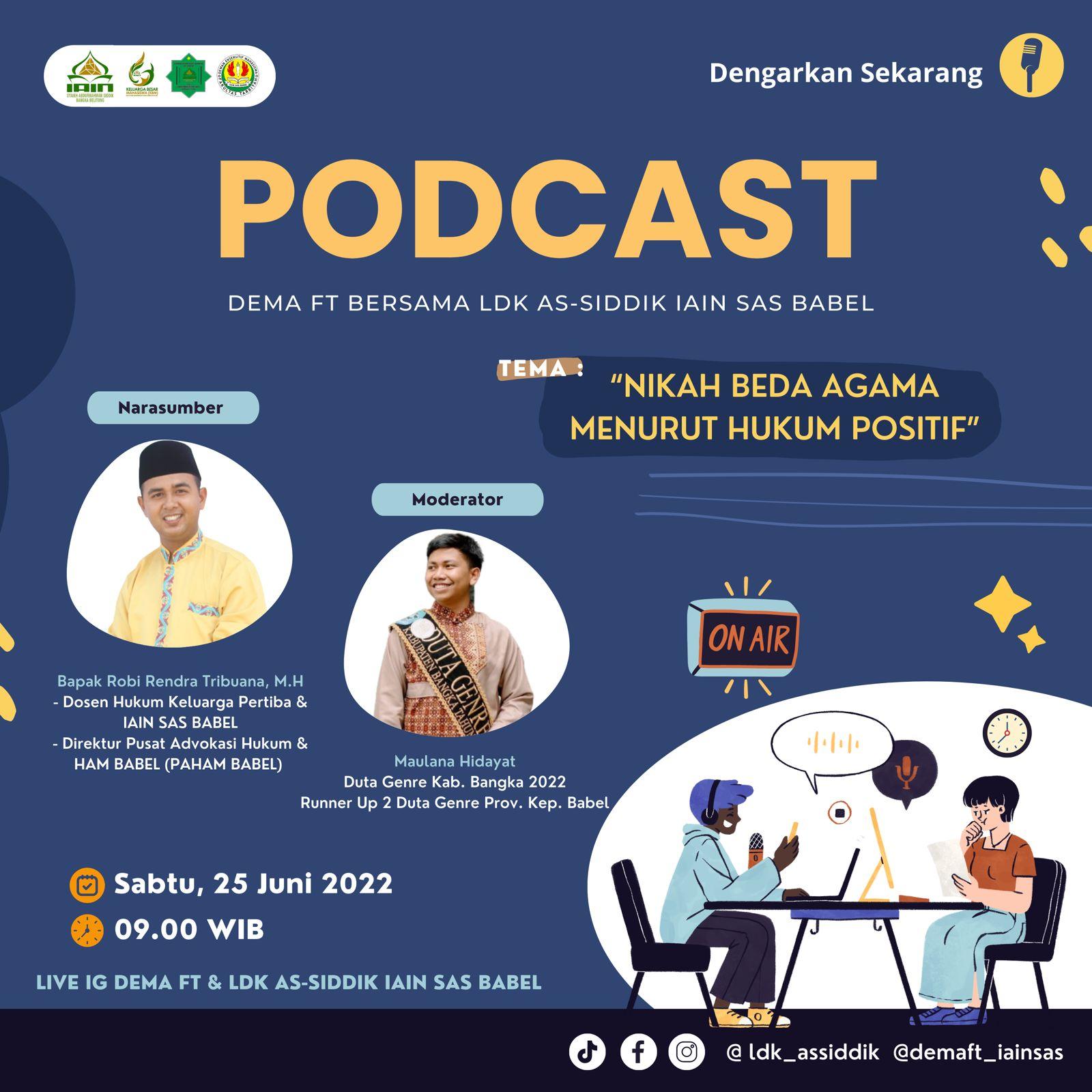 Dema Fakultas Tarbiyah Gelar Podcast, Angkat Isu Nikah Beda Agama
