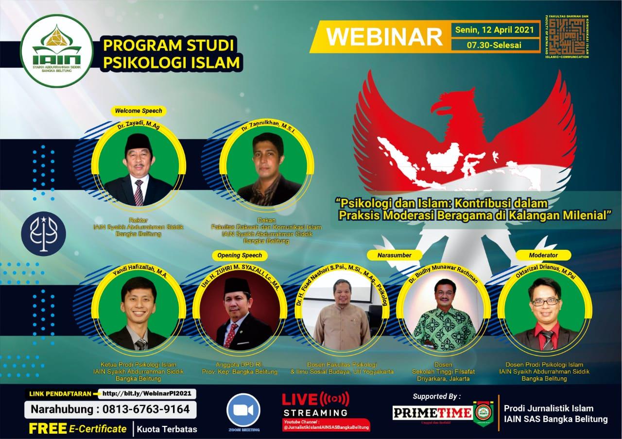 Prodi Psikologi Islam IAIN SAS Babel Gelar Webinar Nasional Moderasi Beragama