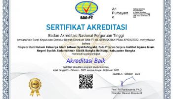 Alhamdulillah, Prodi Hukum Keluarga Islam IAIN SAS Babel Raih Akreditasi “Baik” dari BAN-PT