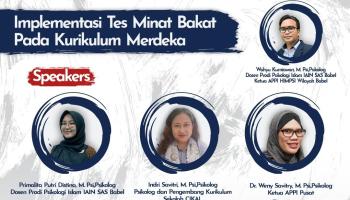 APPI Wilayah Babel Bersama Prodi Psikologi Islam IAIN SAS Babel Adakan Webinar Nasional Tentang Implementasi Tes Minat Bakat Dalam Kurikulum Merdeka