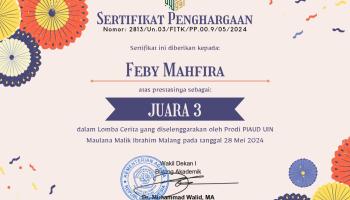 Feby Mahfira, Mahasiswi IAIN SAS Babel Raih Juara Lomba bercerita Tingkat Nasional