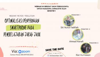 Mahasiswa Prodi Jurnalistik Sukses Adakan Webinar `Optimalisasi Penggunaan Smartphone pada Pembelajaran Jarak Jauh`