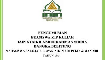 Pendaftaran Beasiswa KIP-K IAIN SAS Babel Resmi Dibuka, Ini Link dan Info Lengkapnya