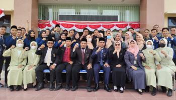 Mahasiswa PKL Turut Serta Gelar Upacara Di Pengadilan Agama Mentok memperingati HUT Mahkamah Agung ke 77 Tahun 2022