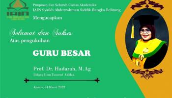Pengukuhan Guru Besar Prof.Dr.Hadarah,M.Ag