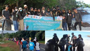 Peringati Hari  Sumpah Pemuda, KKN IAIN SAS Babel  Desa Tanjung Pura Adakan Jalan Sehat dan Aksi Bersih Pulau